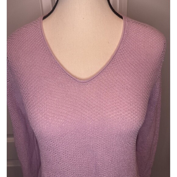 Women’s Eileen Fisher LAVENDER Cropped 100% Linen Long Sleeve Sweater Sz Small - Picture 2 of 10